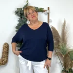 Pull femme manches chauve-souris « Jolies Formes » - marine - taille-unique-grande-taille
