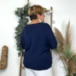 Pull femme manches chauve-souris « Jolies Formes » - marine - taille-unique-grande-taille