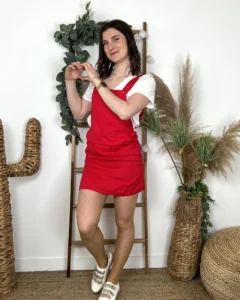 L626- Robe salopette "Coline" - framboise - 42