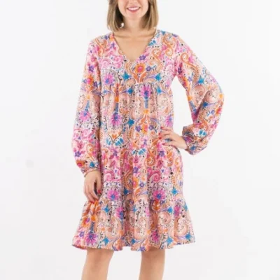 L657- Robe "Coline" imprimé Hippie - beige - 46