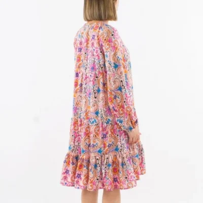 L657- Robe "Coline" imprimé Hippie - beige - 46