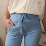 Jogging femme coupe droite poches zippées « Tendance » - bleu-indigo - 44