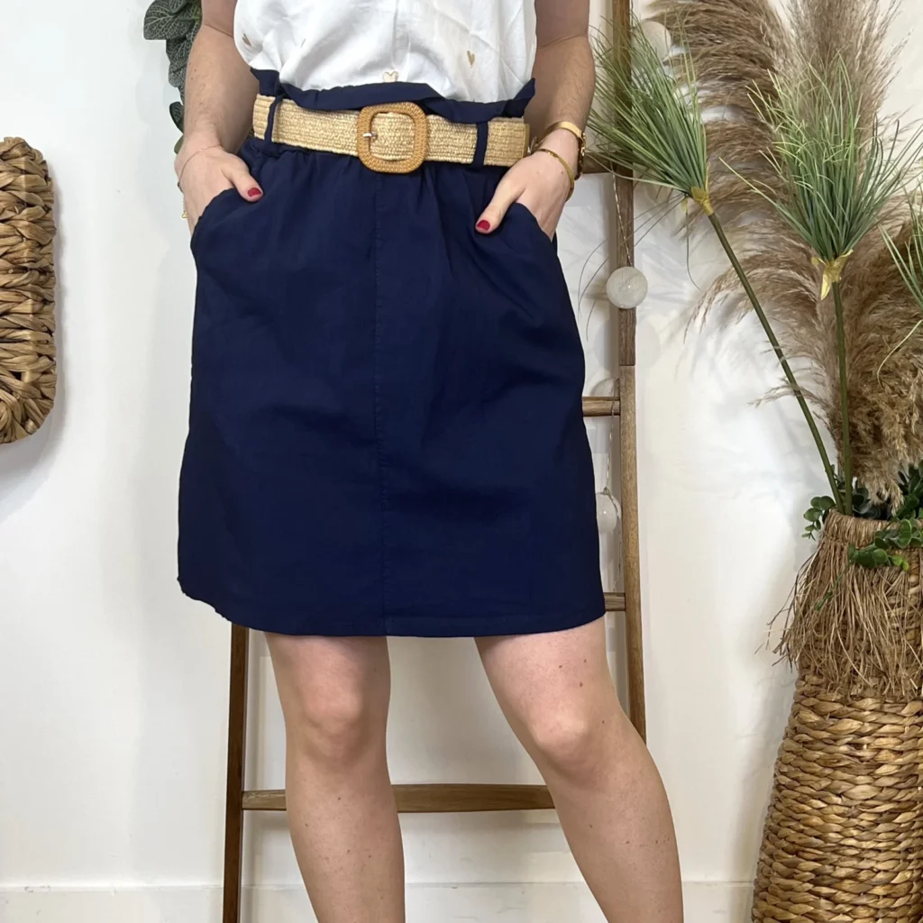 L699- Jupe stretch unie (Tu) 🇮🇹 - marine - taille-unique