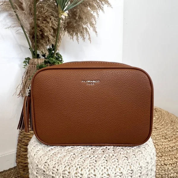 P428- Sac Flora&Co 2 Zips - camel - taille-unique