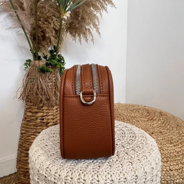 P428- Sac Flora&Co 2 Zips - camel - taille-unique