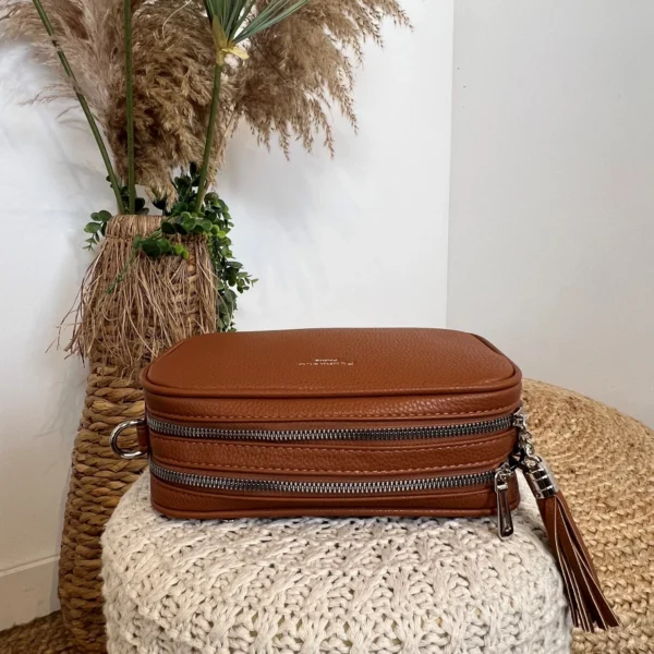 P428- Sac Flora&Co 2 Zips - camel - taille-unique