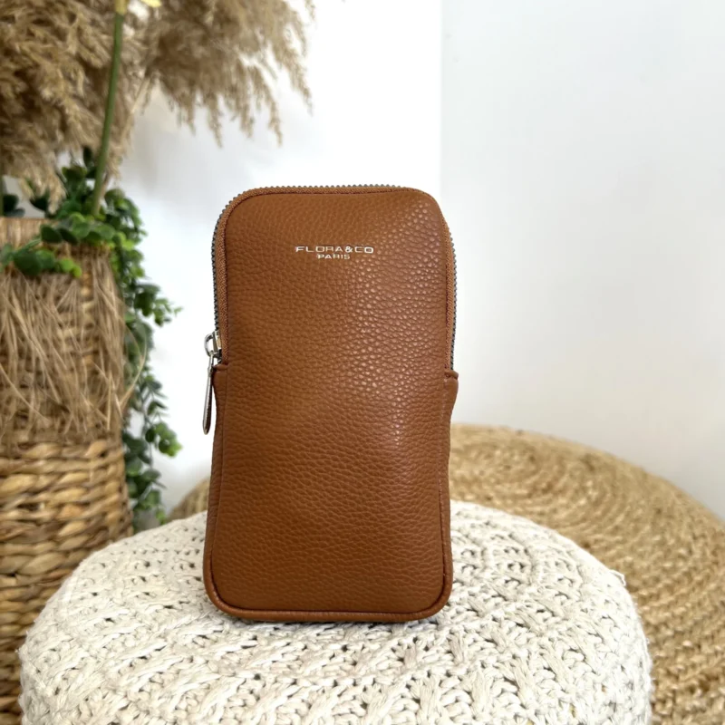 P461- Pochette Téléphone Flora&Co - camel-clair - sans-taille