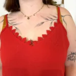 Débardeur femme uni à dentelle CHRISTY T44-T52 - rouge - 54