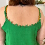 Débardeur femme uni à dentelle CHRISTY T44-T52 - vert-bresil - 52