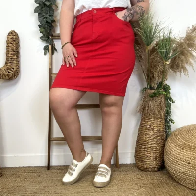 Z161- Jupe Voggo Teintée (T42-T50) - rouge - 50