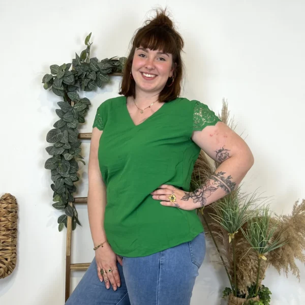 L584- Blouse unie Christy (T44-T52) - vert-bresil - 52