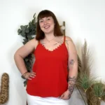 Débardeur femme uni à dentelle CHRISTY T44-T52 - rouge - 54