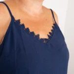 Débardeur femme uni à dentelle CHRISTY T44-T52 - marine - 52