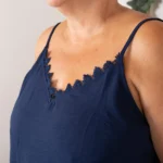 Débardeur femme uni à dentelle CHRISTY T44-T52 - marine - 52