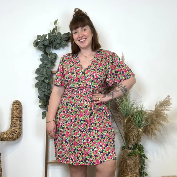 L199- Robe voilage By.One (T40-T48) - fuchsia - 48