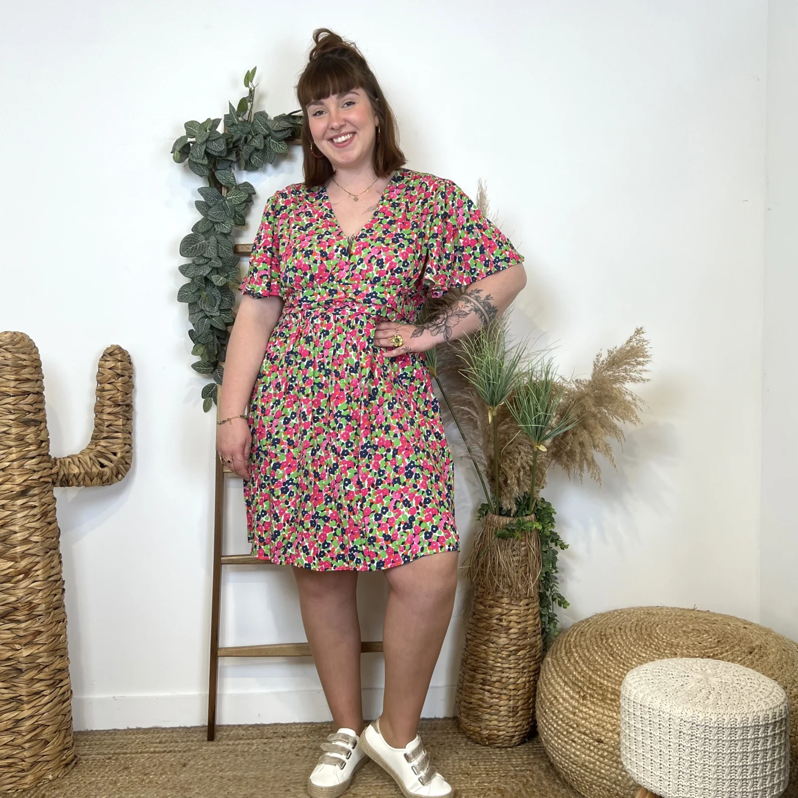 L199- Robe voilage By.One (T40-T48) - fuchsia - 48