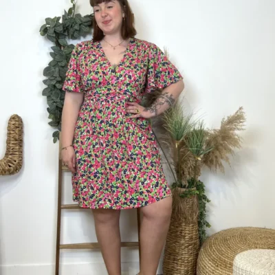 L199- Robe voilage By.One (T40-T48) - fuchsia - 48