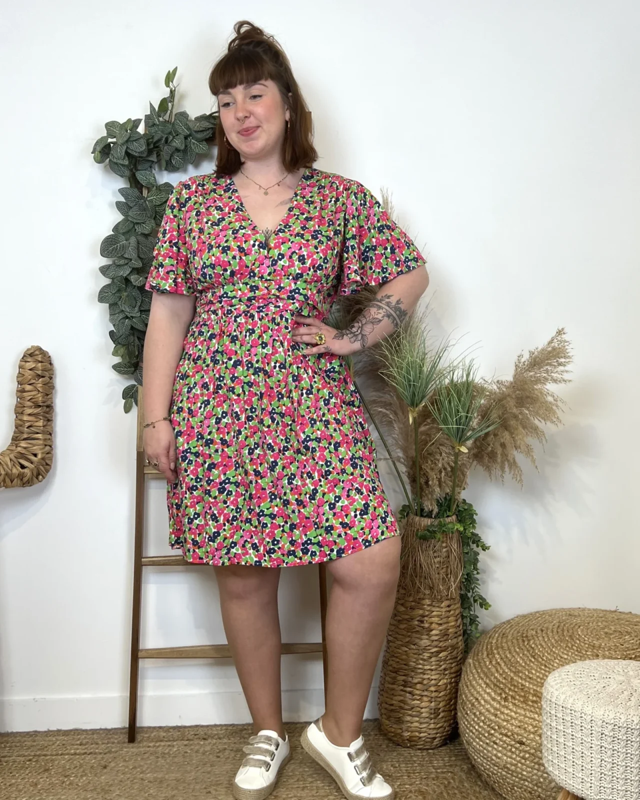 L199- Robe voilage By.One (T40-T48) - fuchsia - 48