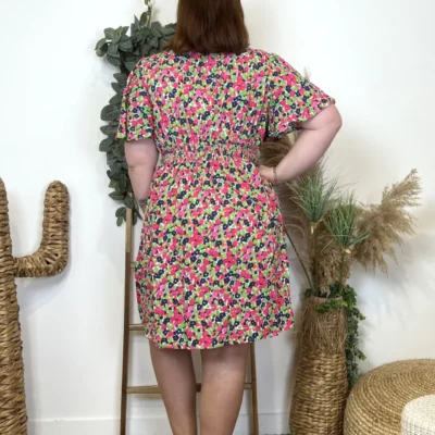 L199- Robe voilage By.One (T40-T48) - fuchsia - 48