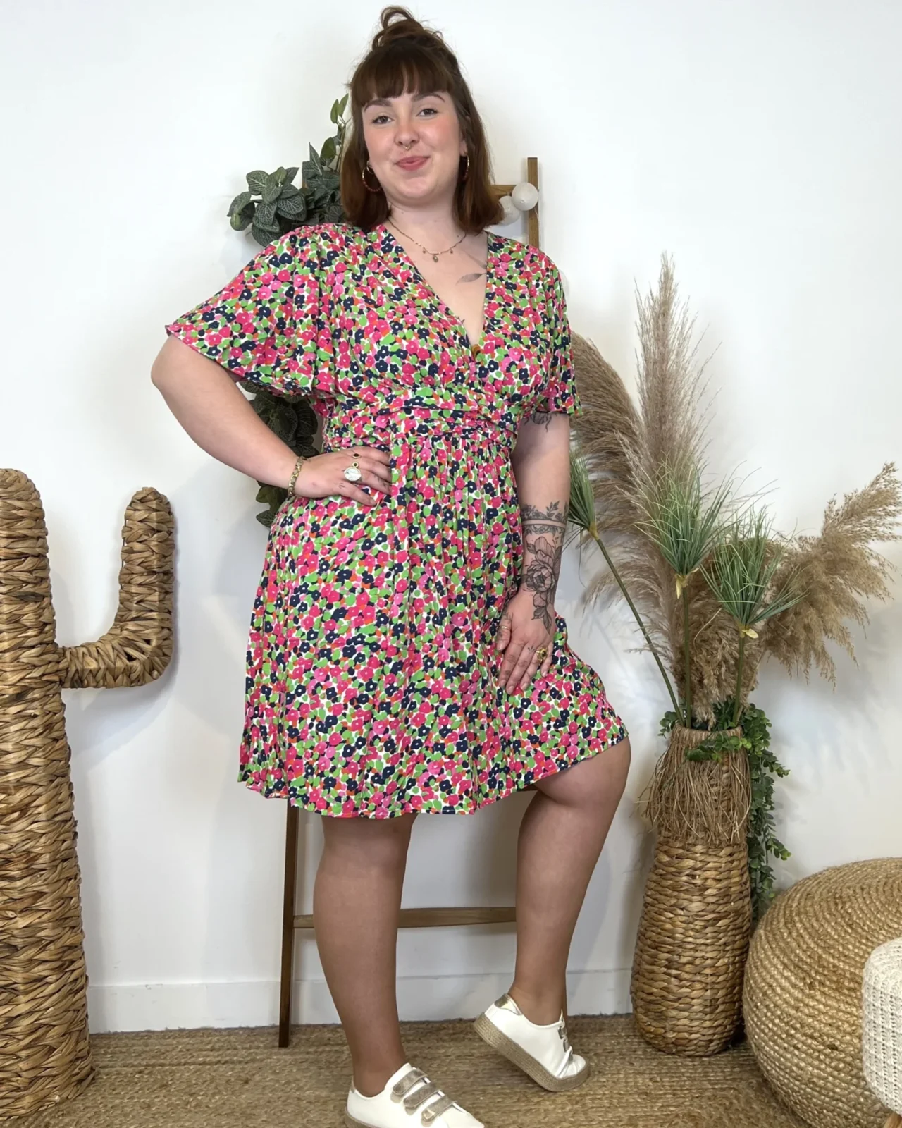 L199- Robe voilage By.One (T40-T48) - fuchsia - 48