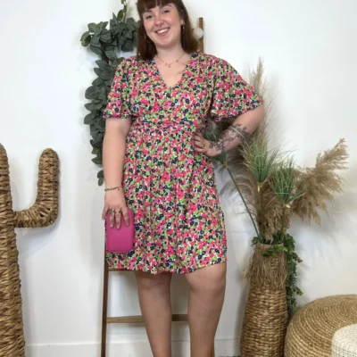 L199- Robe voilage By.One (T40-T48) - fuchsia - 48