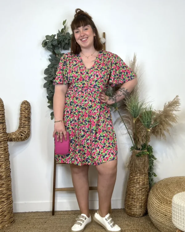 L199- Robe voilage By.One (T40-T48) - fuchsia - 48