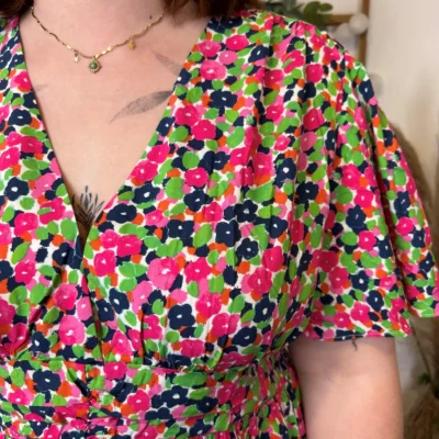 L199- Robe voilage By.One (T40-T48) - fuchsia - 48