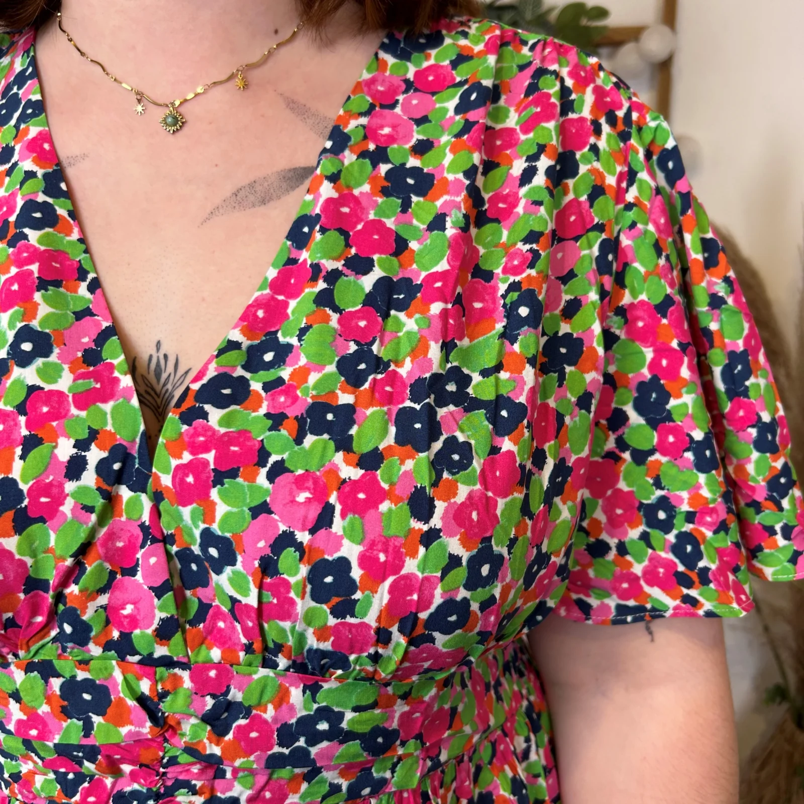 L199- Robe voilage By.One (T40-T48) - fuchsia - 48