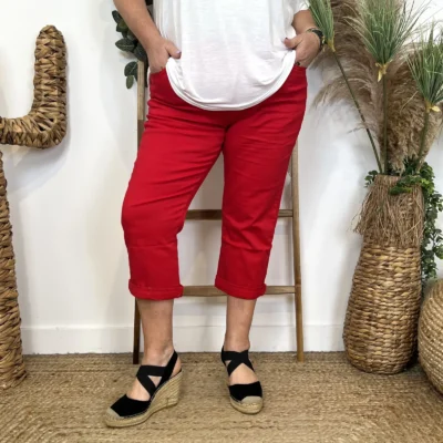 O614- Pantacourt Voggo (T42-T50) - rouge - 50