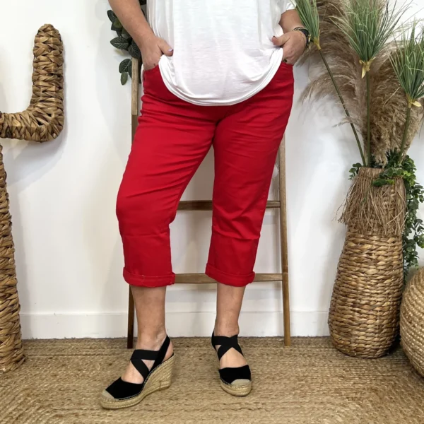 O614- Pantacourt Voggo (T42-T50) - rouge - 50