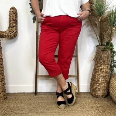 O614- Pantacourt Voggo (T42-T50) - rouge - 50