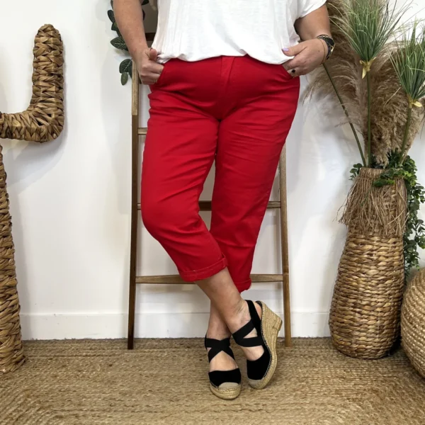 O614- Pantacourt Voggo (T42-T50) - rouge - 50