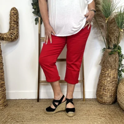 O614- Pantacourt Voggo (T42-T50) - rouge - 50