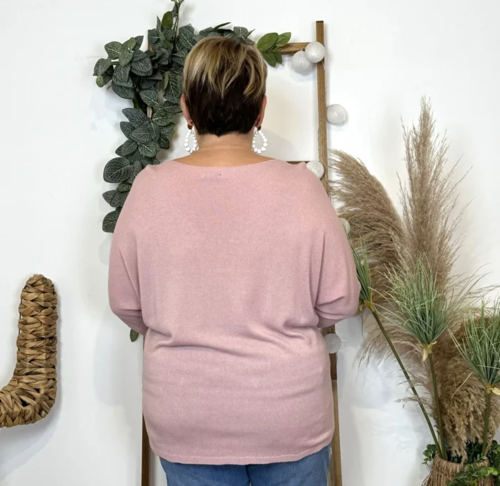Pull femme manches chauve-souris « Jolies Formes » - rose-poudre - taille-unique-grande-taille