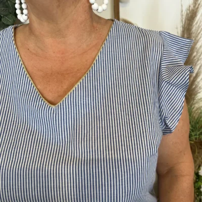 k231- Top Maëlle rayé (T40-T48) - bleu-indigo - 48