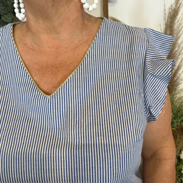 k231- Top Maëlle rayé (T40-T48) - bleu-indigo - 48