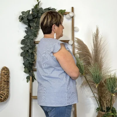 k231- Top Maëlle rayé (T40-T48) - bleu-indigo - 48