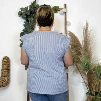 k231- Top Maëlle rayé (T40-T48) - bleu-indigo - 48