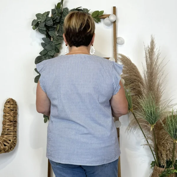 k231- Top Maëlle rayé (T40-T48) - bleu-indigo - 48