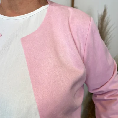 L205- Veste courte suédine (T38-T44) - rose-bebe - 44