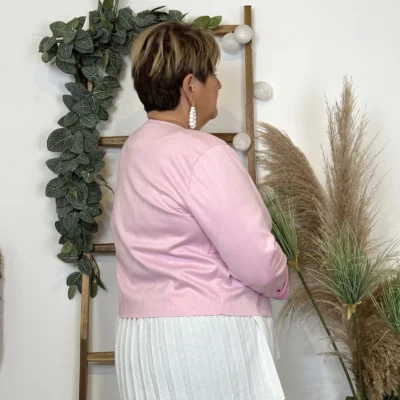 L205- Veste courte suédine (T38-T44) - rose-bebe - 44