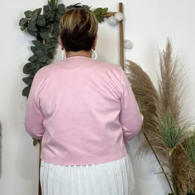 L205- Veste courte suédine (T38-T44) - rose-bebe - 44