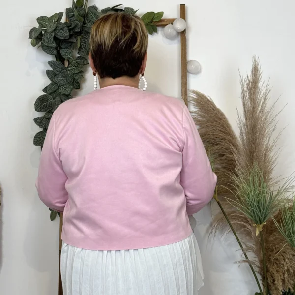 L205- Veste courte suédine (T38-T44) - rose-bebe - 44
