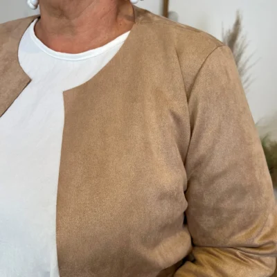 L205- Veste courte suédine (T38-T44) - taupe - 44