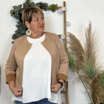 L205- Veste courte suédine (T38-T44) - taupe - 44