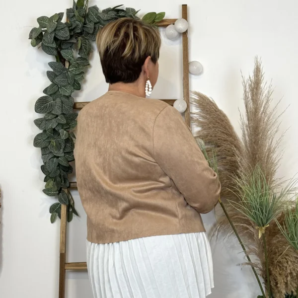 L205- Veste courte suédine (T38-T44) - taupe - 44