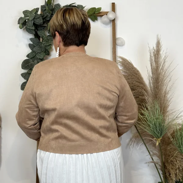 L205- Veste courte suédine (T38-T44) - taupe - 44