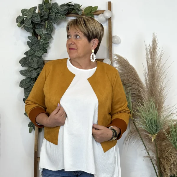 L205- Veste courte suédine (T38-T44) - moutarde - 44