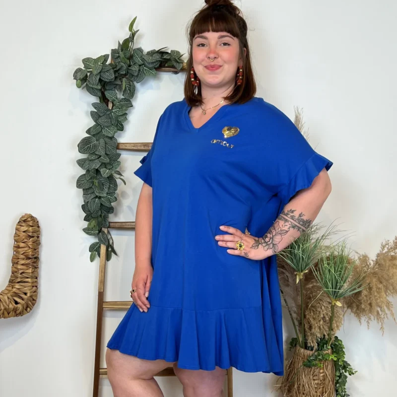 Z370- Robe C'Mélodie Coton 🇮🇹 - bleu-royal - taille-unique-grande-taille