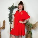 Z370- Robe C'Mélodie Coton 🇮🇹 - rouge - taille-unique-grande-taille
